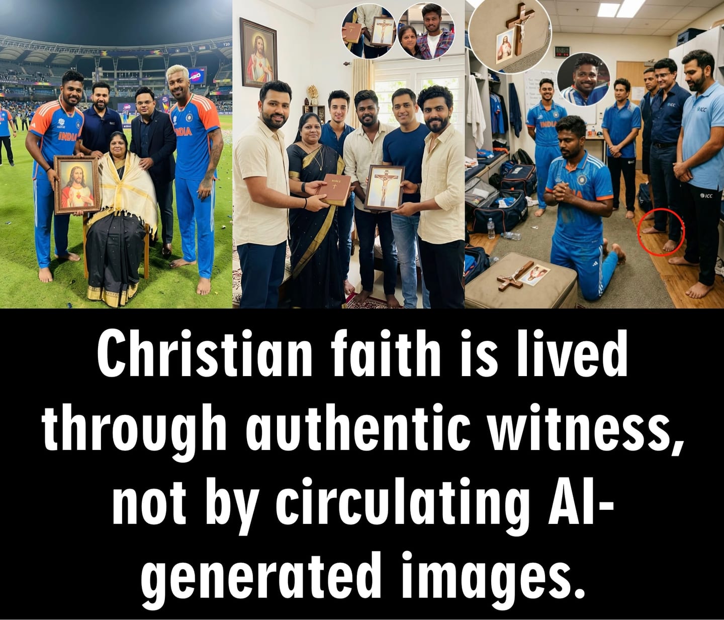 Viral Image of Sanju Samson’s Mother with Jesus Frame found to be AI-Generated