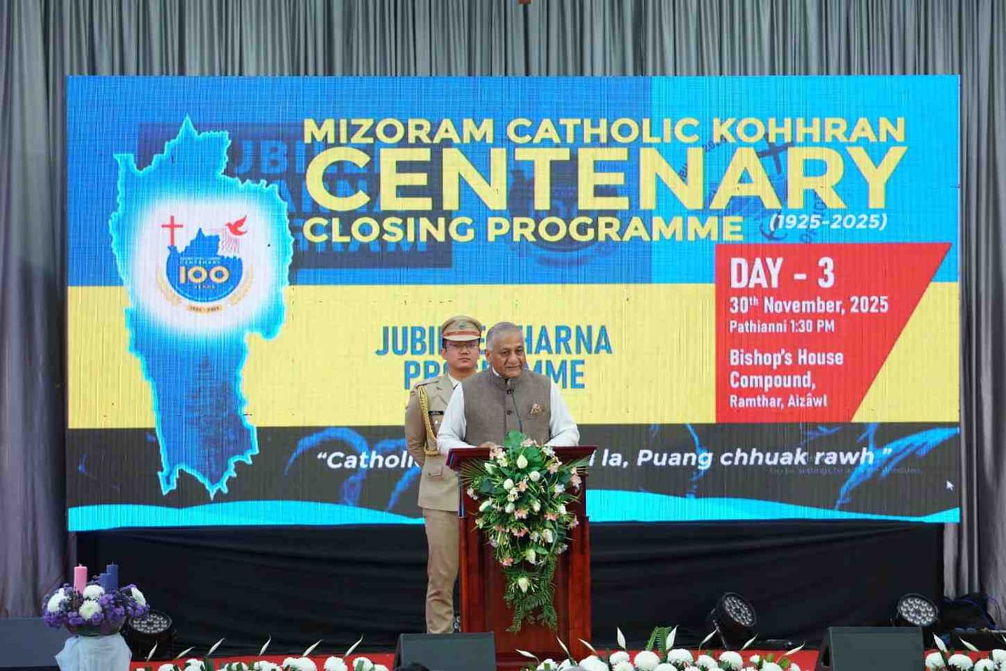 Mizoram Governor V.K. Singh Lauds Catholic Church's Century of Service